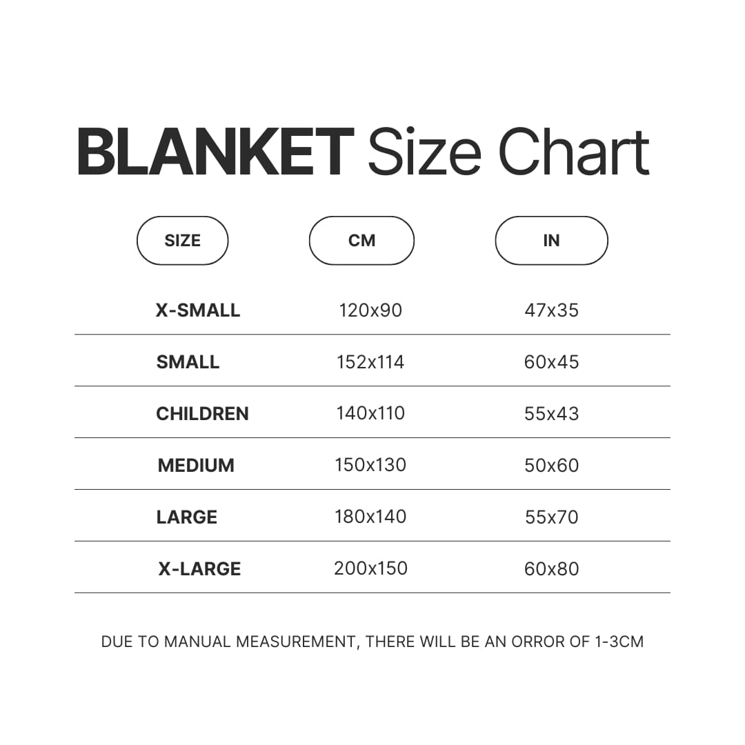 Blanket Size Chart - A Day To Remember Shop