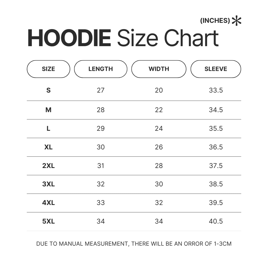 Hoodie Size Chart - A Day To Remember Shop